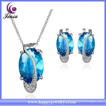 Fashion jewelry blue zircon cheap gold plated indian gold jewelry set (KFVRS014)